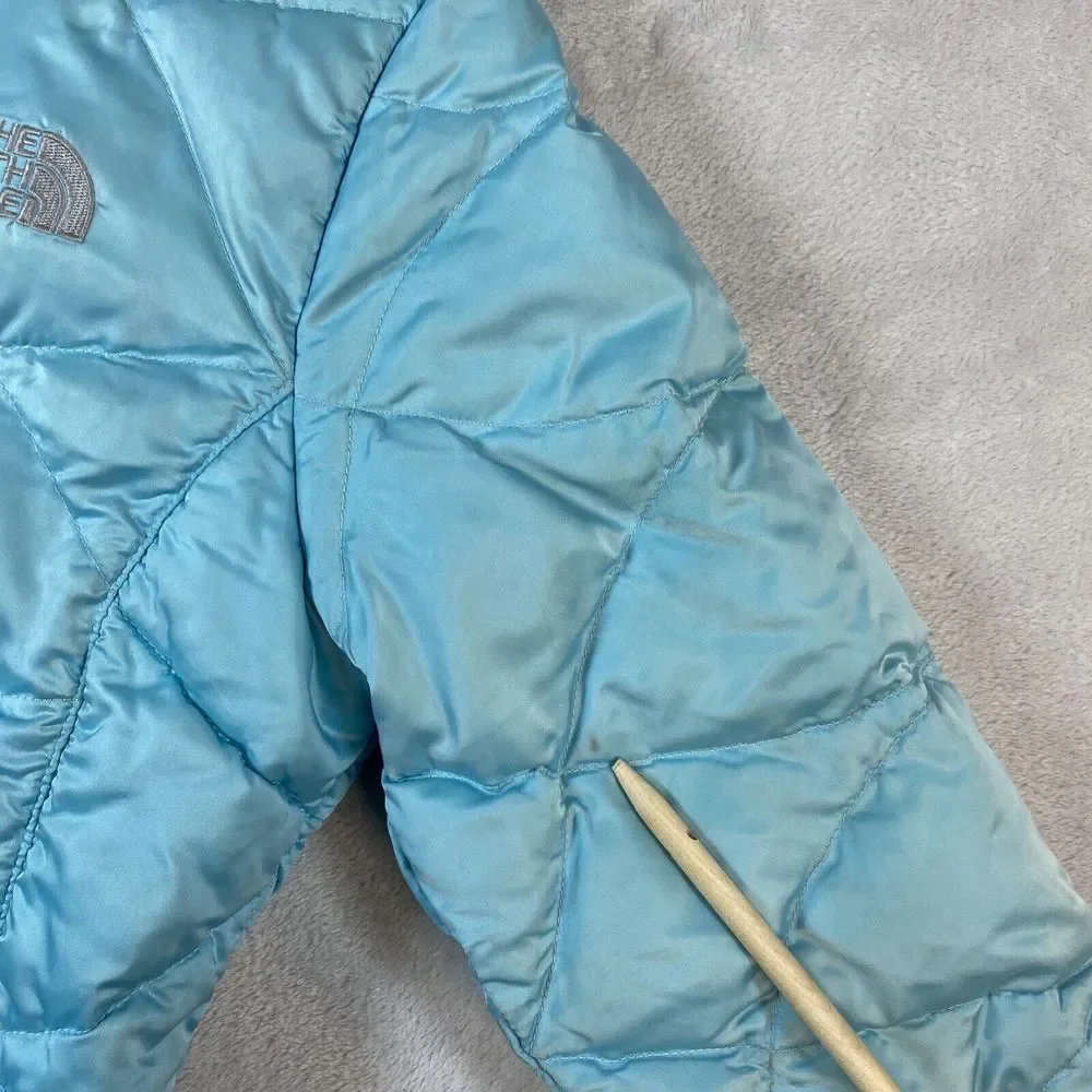 The North‎ Face youth girls Turquoise full zip puffer 2 pocket jackets X-Large